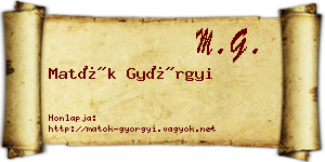 Matók Györgyi névjegykártya
